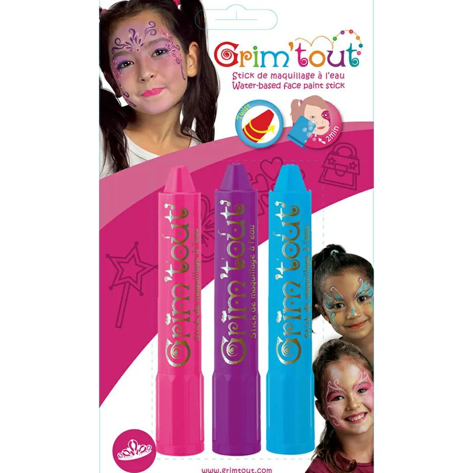 Ansigtsfarve - 3 farvestifter - Prinsesse