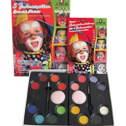 Ansigtsfarve - Palette m. 16 farver og idéer