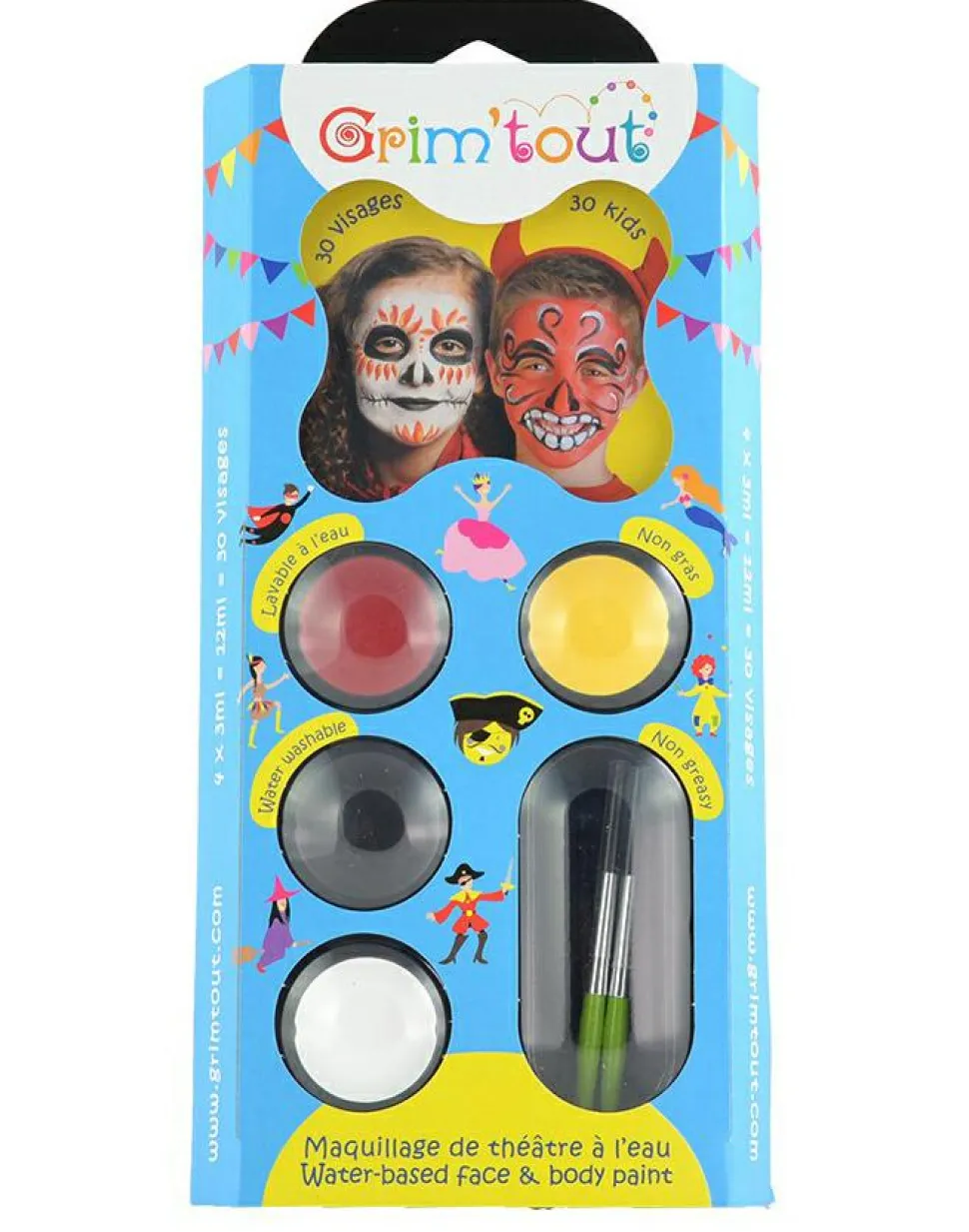 Ansigtsfarve - Palette m. 4 farver - Halloween