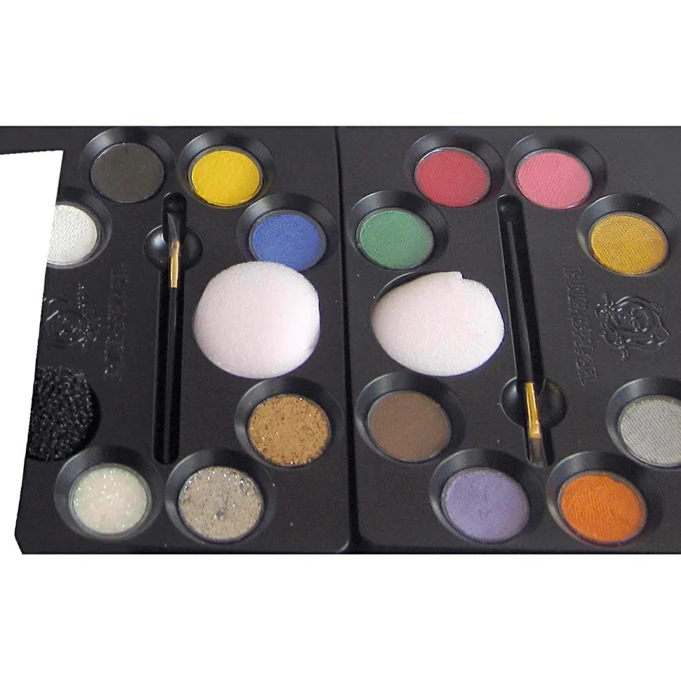Ansigtsfarve - Palette m. 12 farver og idéer