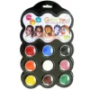 Ansigtsfarve - Palette m. 9 farver - Karneval
