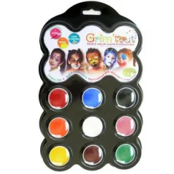 Ansigtsfarve - Palette m. 9 farver - Karneval