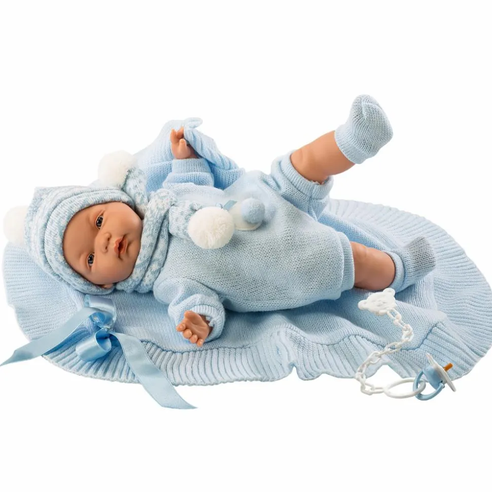 Babydukke - Lyseblåt tøj, 38 cm