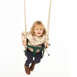 Babygynge retro - Mørkegrøn (beige reb)