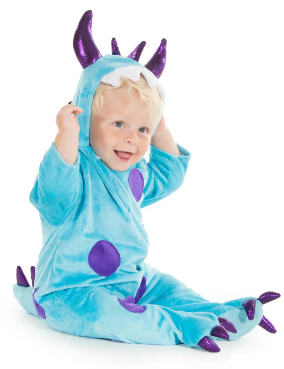 Babyheldragt - Blåt monster, Flere str.
