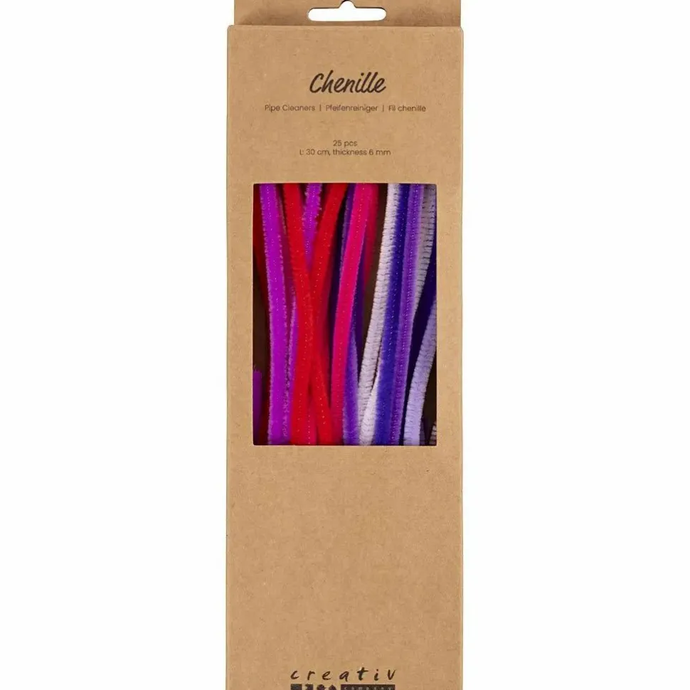 Chenille Ø6 mm. - Lilla/pink, 25 stk