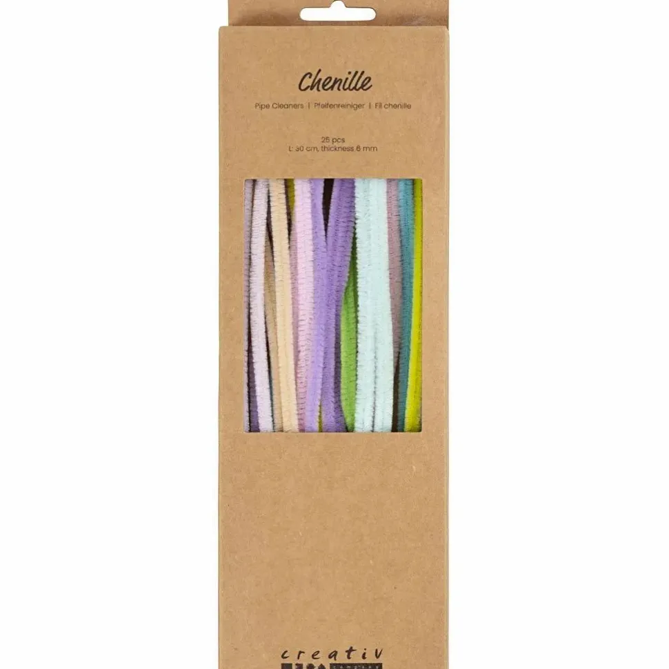 Chenille Ø6 mm. - Pastel, 25 stk