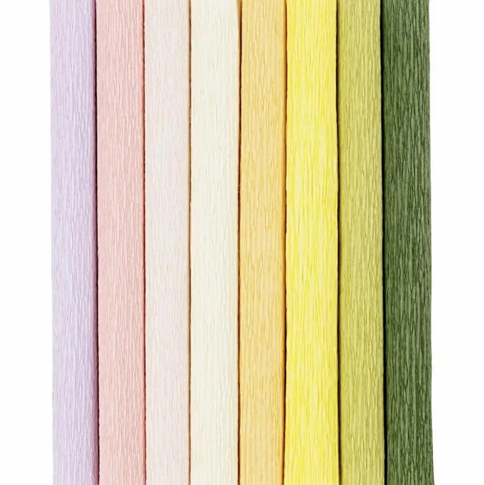 Crepepapir m. stræk - Pastel, 8 ark