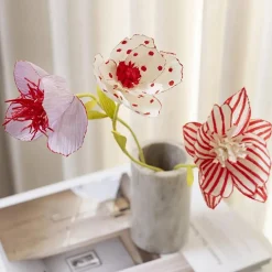 Crepepapir mini - Blomster med farvemagi, 3 stk