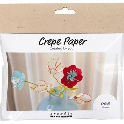Crepepapir mini - Blomster med farvemagi, 5 stk