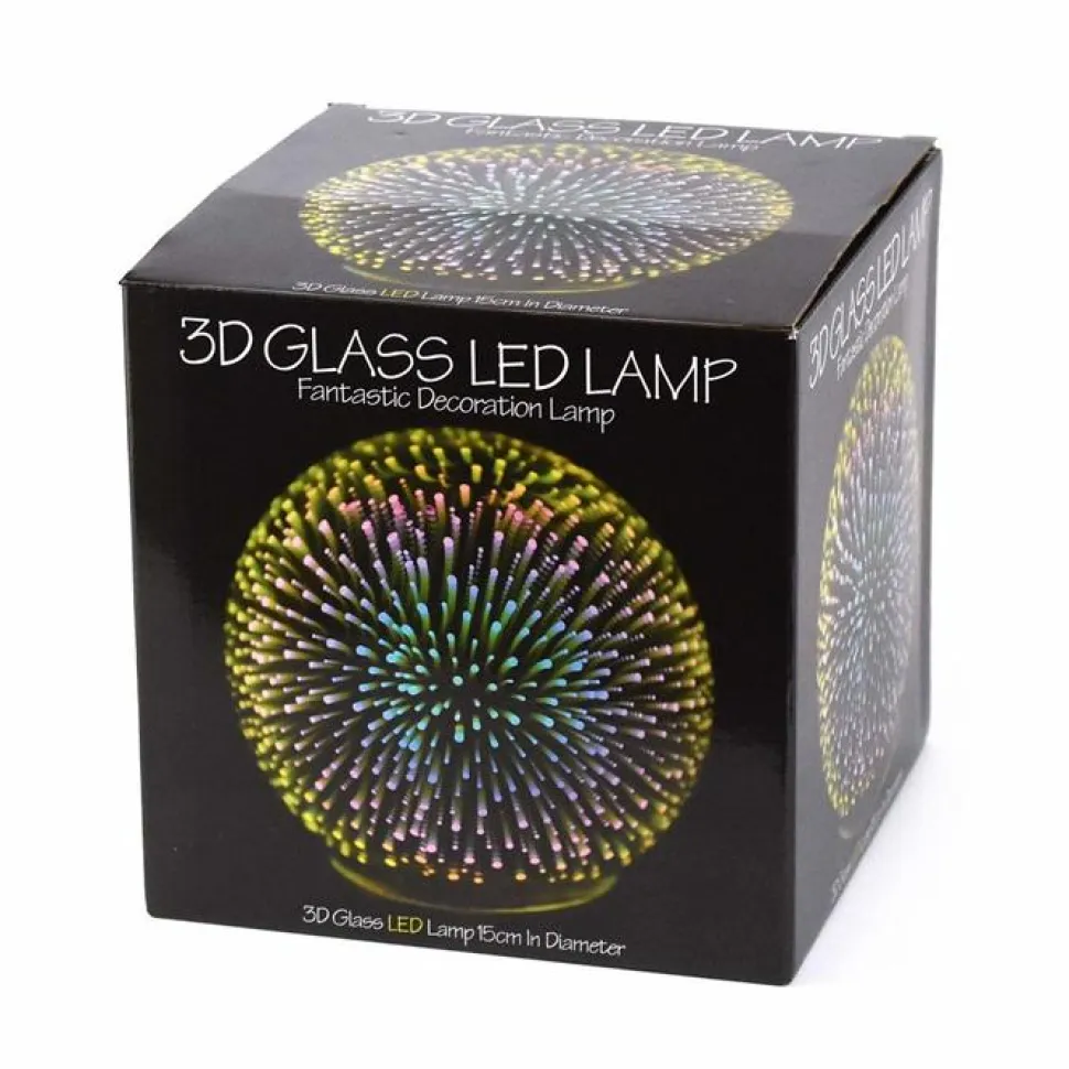 3D glas lampe m. LED lys