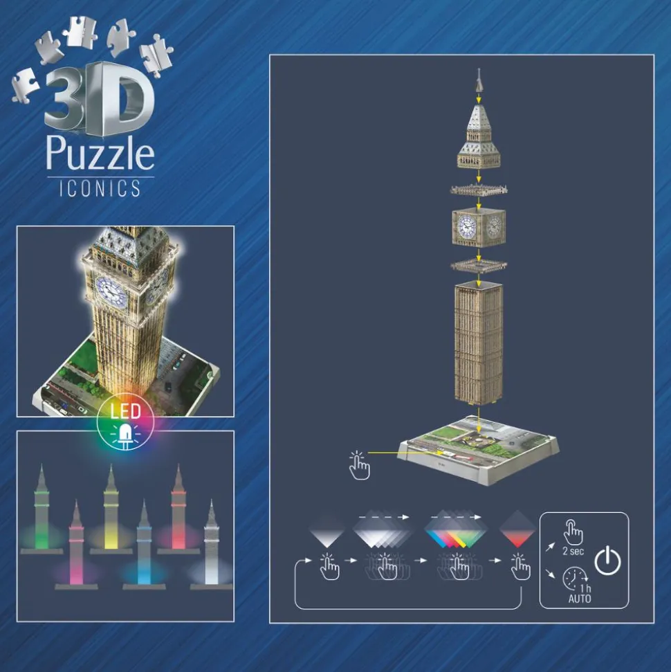 3D puslespil LED m. 216 brk. - Big Ben
