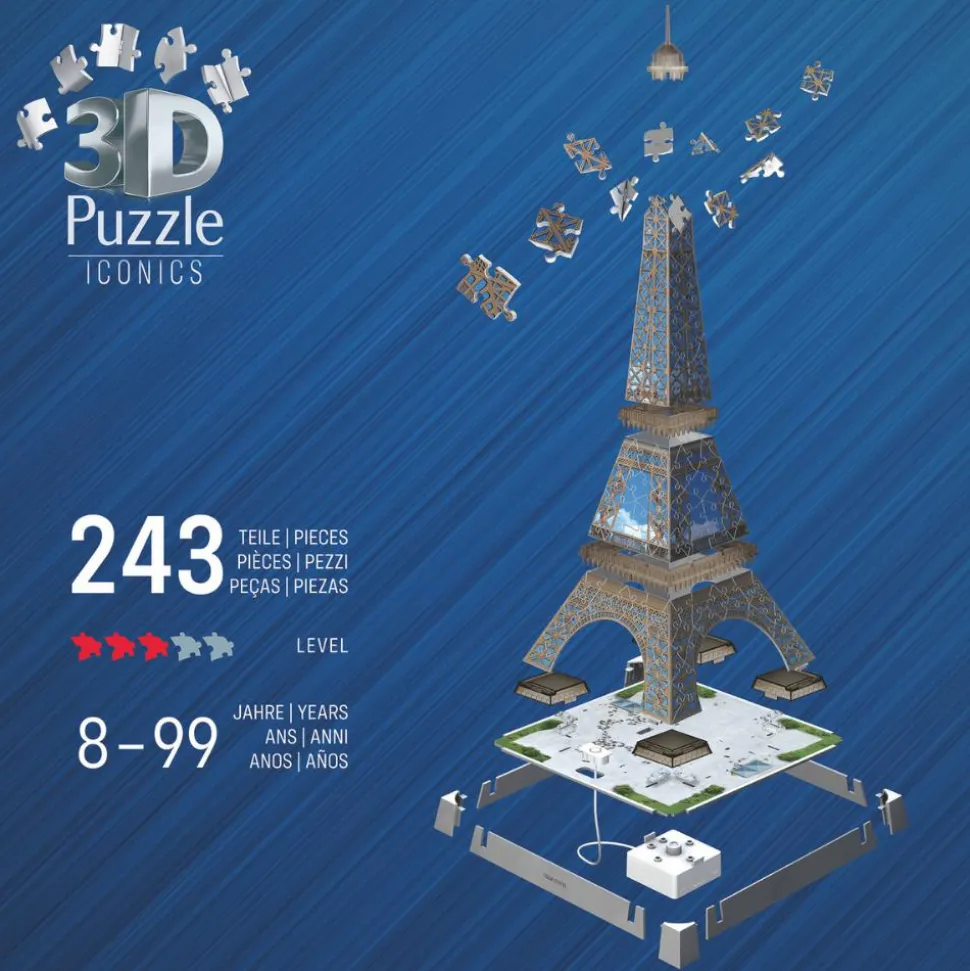 3D puslespil LED m. 216 brk. - Eiffeltårnet