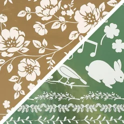 Dekorationsfolie m. blomster - Guld + grøn