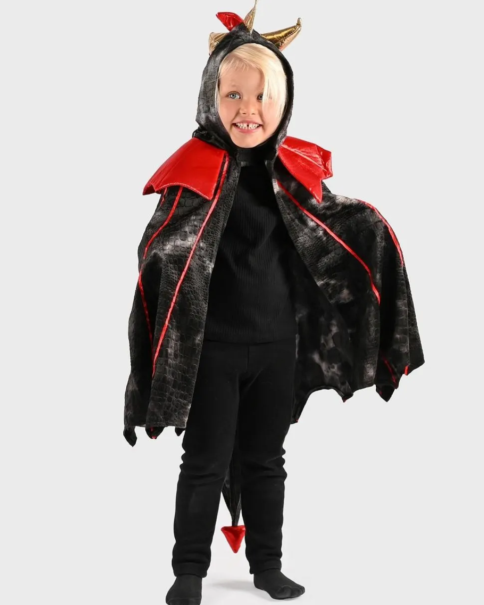 Dragekappe - Sort/Rød, str. 3-8 år