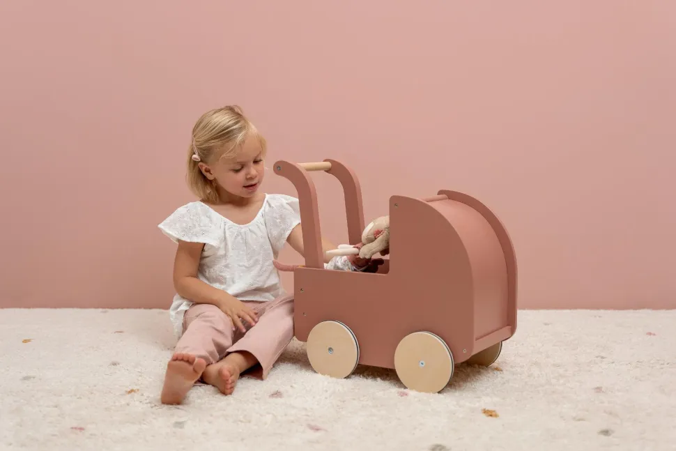 Dukkevogn inkl. sengesæt - Rosa