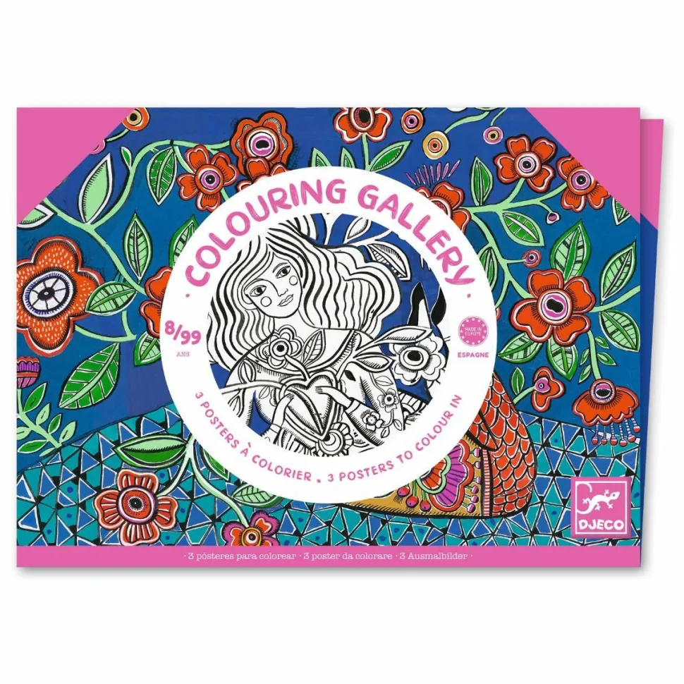 Farvelægningsplakater - Blomster, 3 stk