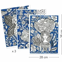 Farvelægningsplakater - Blomster, 3 stk