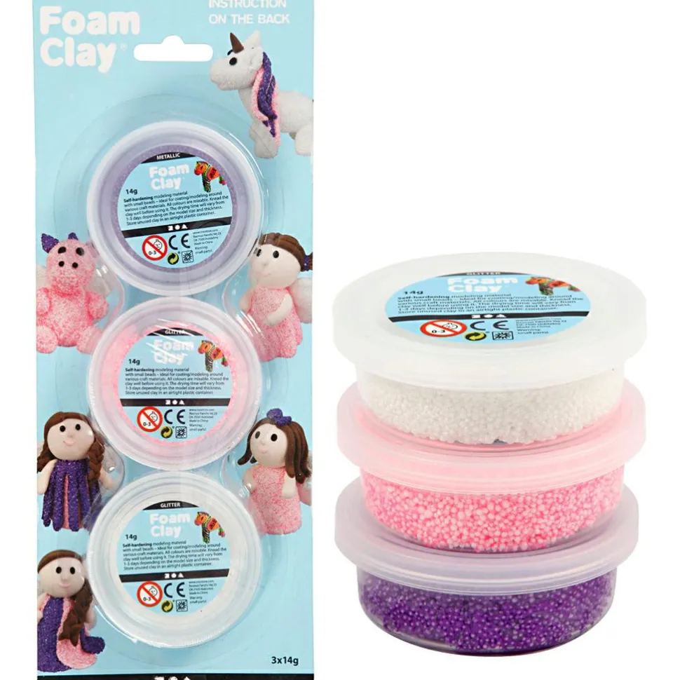 Foam Clay 3 x 14 gr. - Glitter/Metallic pink