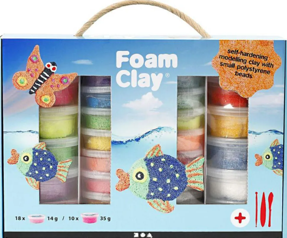 Foam Clay i gaveæske, 28 bøtter + værktøj