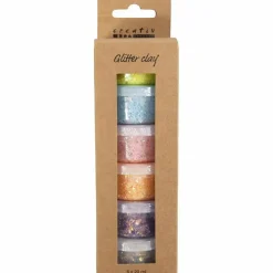 Glitter Clay 6 x 20 ml - Pastelfarver