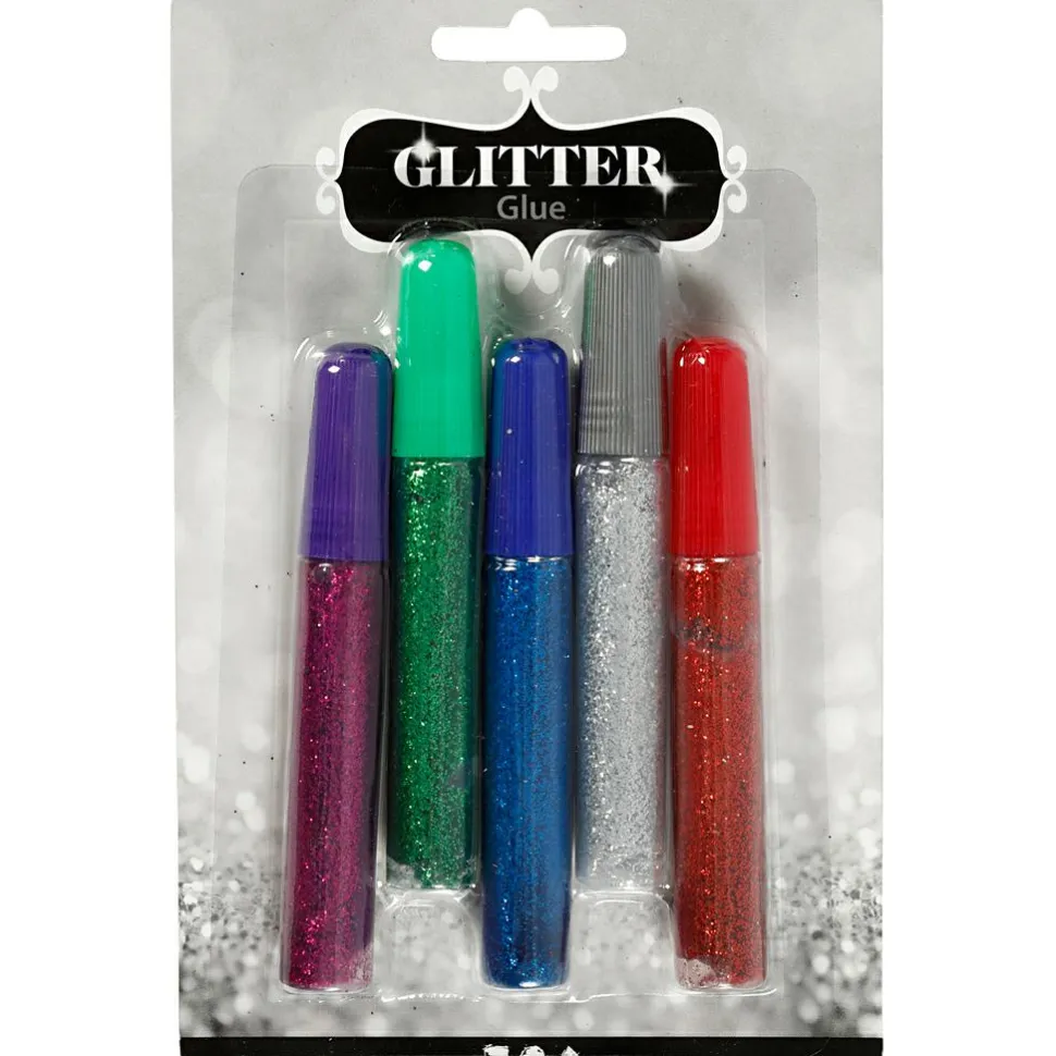 Glitterlim 10 ml. - Kulørt, 5 stk