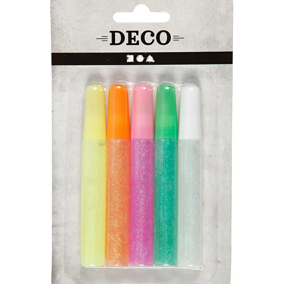 Glitterlim 10 ml. - Pastelfarver, 5 stk