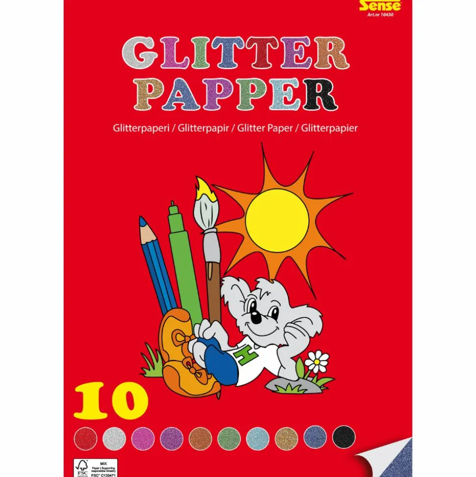 Glitterpapir A4 - 10 ark