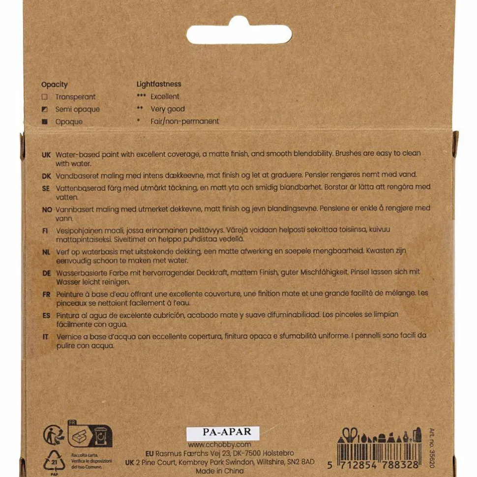 Gouache maling 20 ml. - Natur, 6 stk