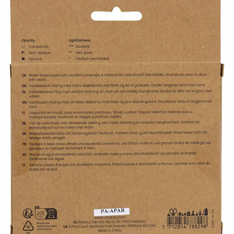 Gouache maling 20 ml. - Pastel, 6 stk