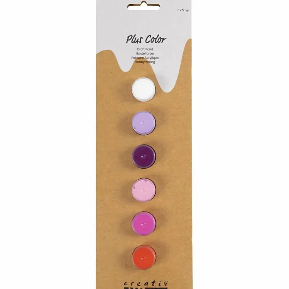 Hobbymaling - Lilla/pink, 6 x 5 ml.