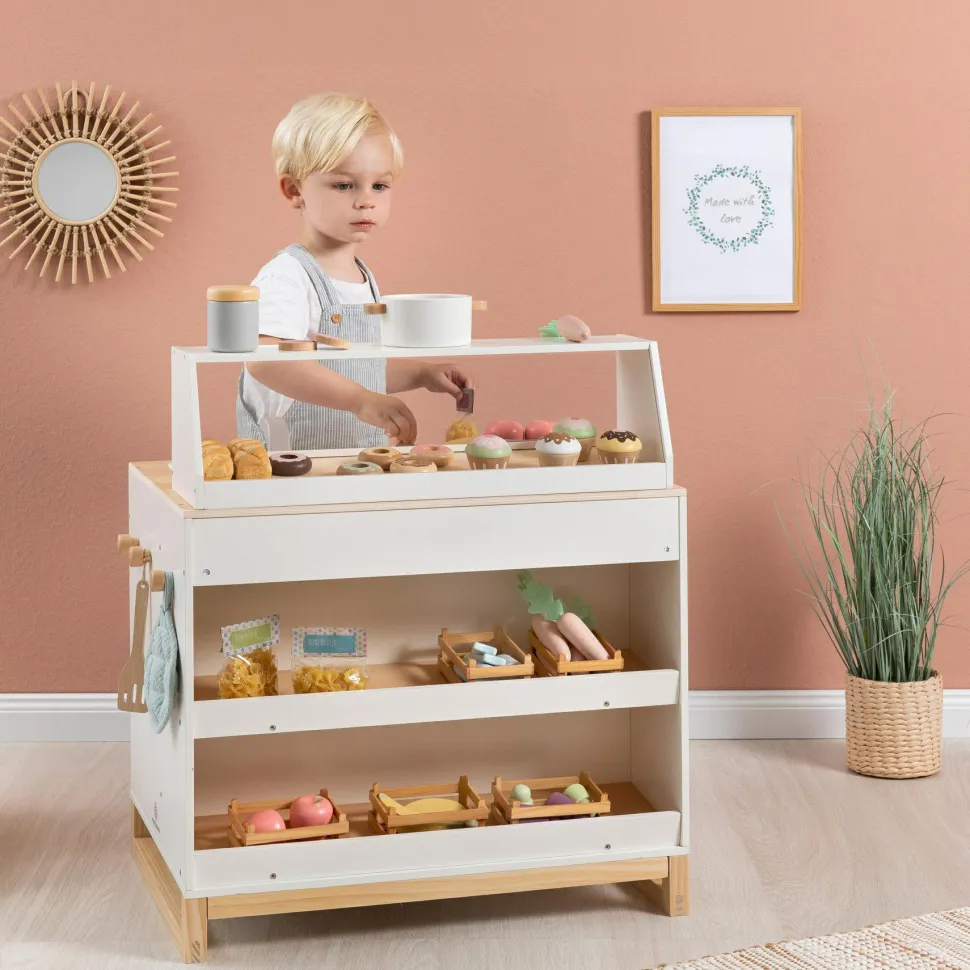 2-i-1 legekøkken & butik - Prunus (hvid)