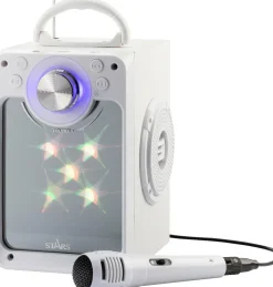Karaokemaskine m. bluetooth + lys - Hvid
