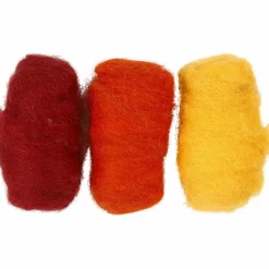 Kartet uld - Rød/orange/gul, 3 x 10 gr.
