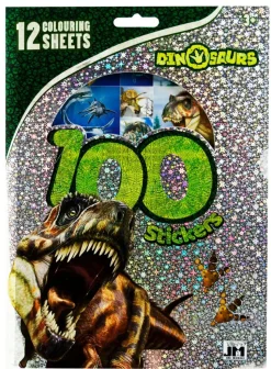 Klistermærker 100 stk + tegninger 12 stk, Dino