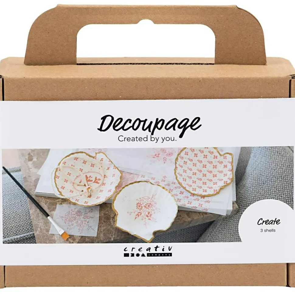 Lav decoupage muslingeskaller, 3 stk