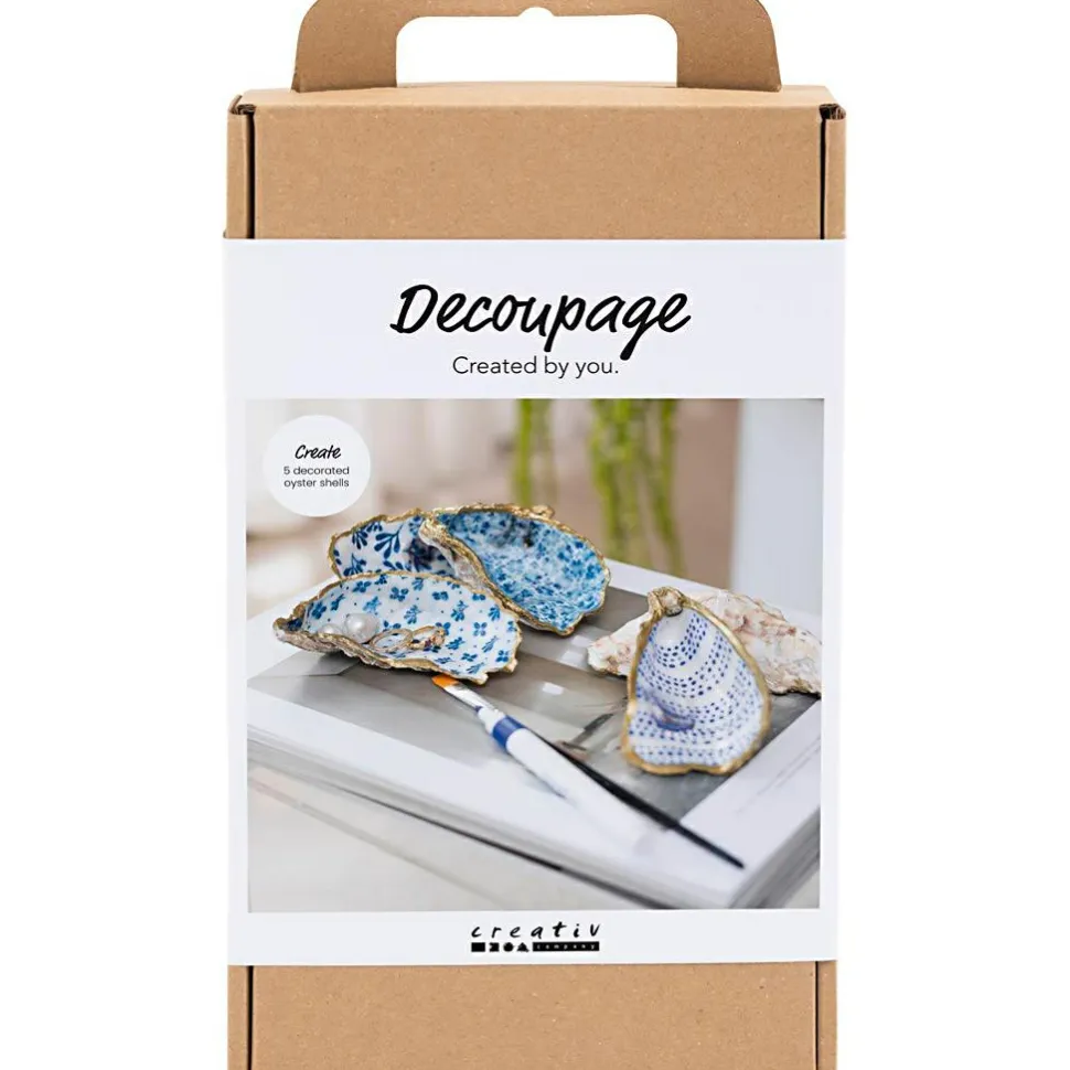 Lav decoupage østersskaller, 5 stk