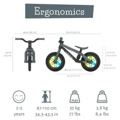 Løbecykel BMXie GLOW - Antracit (2-5 år)