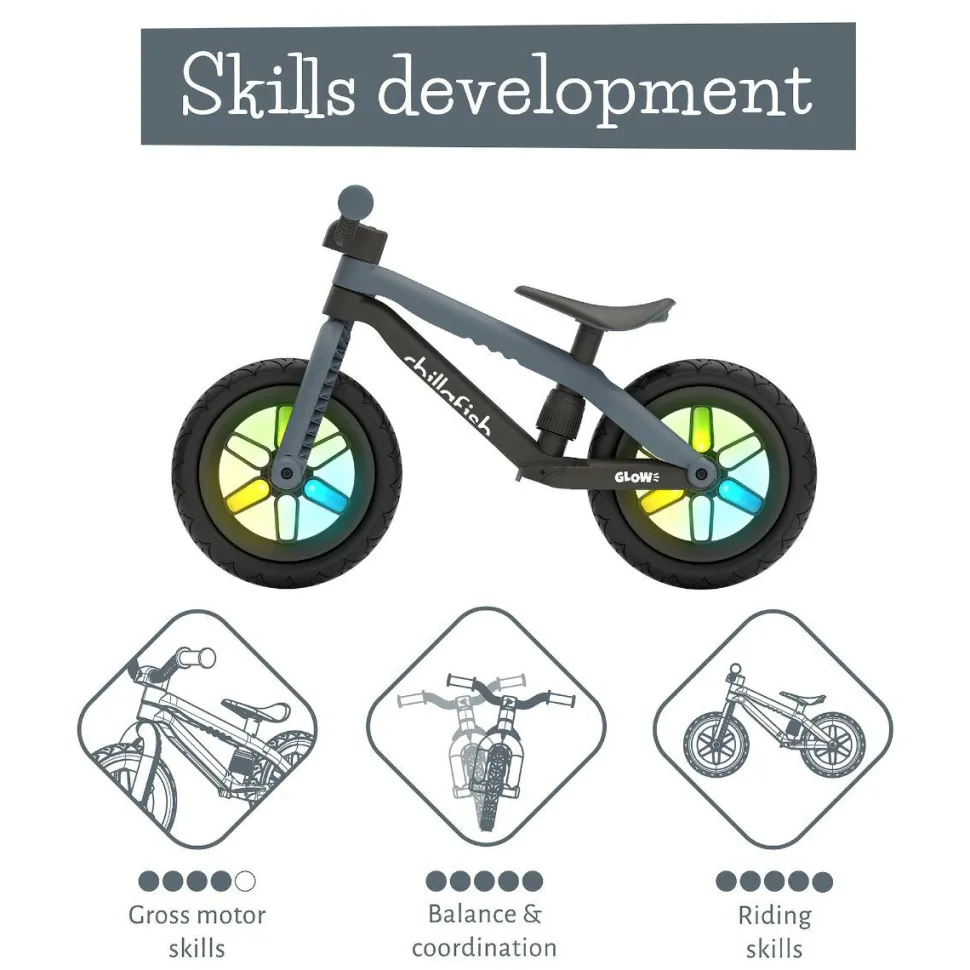 Løbecykel BMXie GLOW - Antracit (2-5 år)