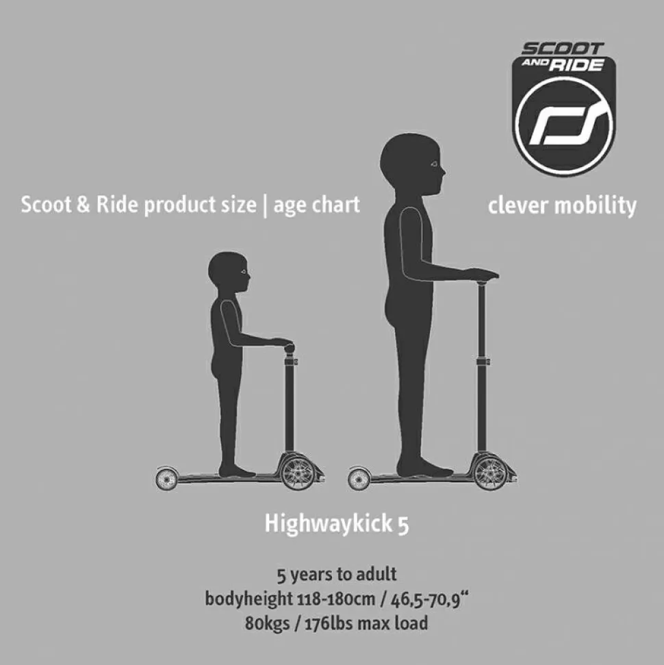 Løbehjul - Highwaykick 5 m. LED, Peach