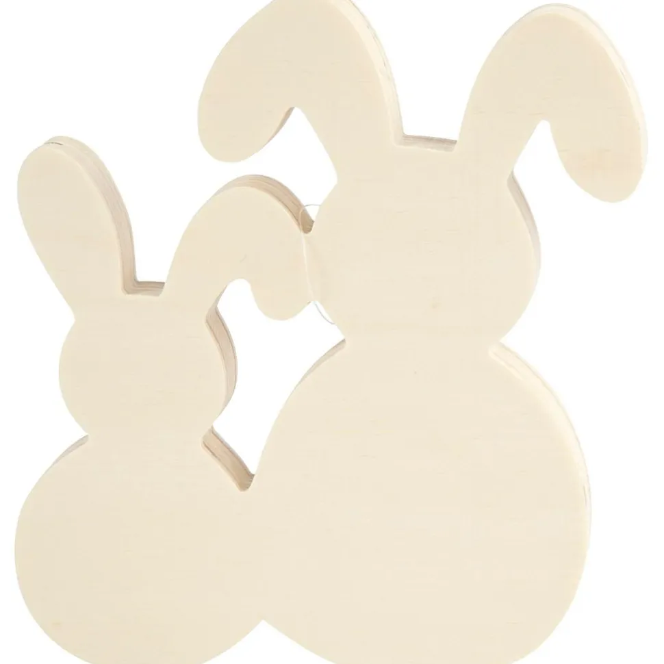 Mal påskeharer i træ - B: 16 cm.
