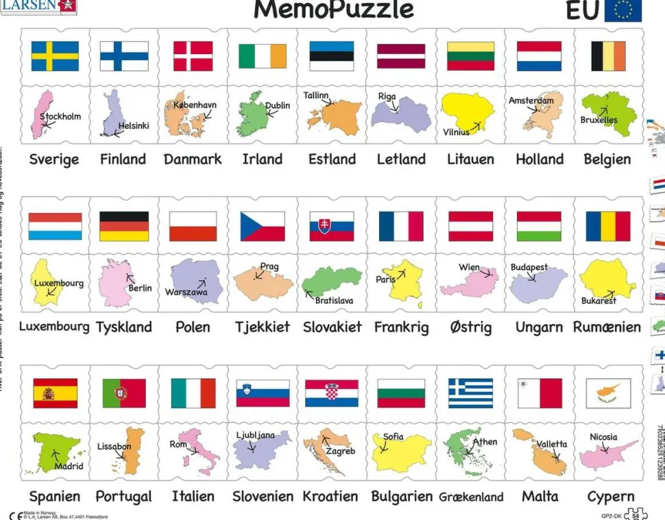 Memo Puslespil - Lande og Flag