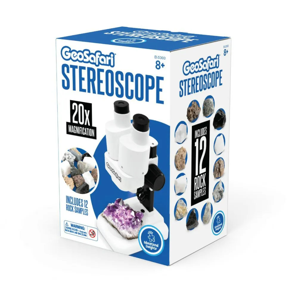 Mikroskop, Stereo 10-20x - Inkl. 12 stenprøver