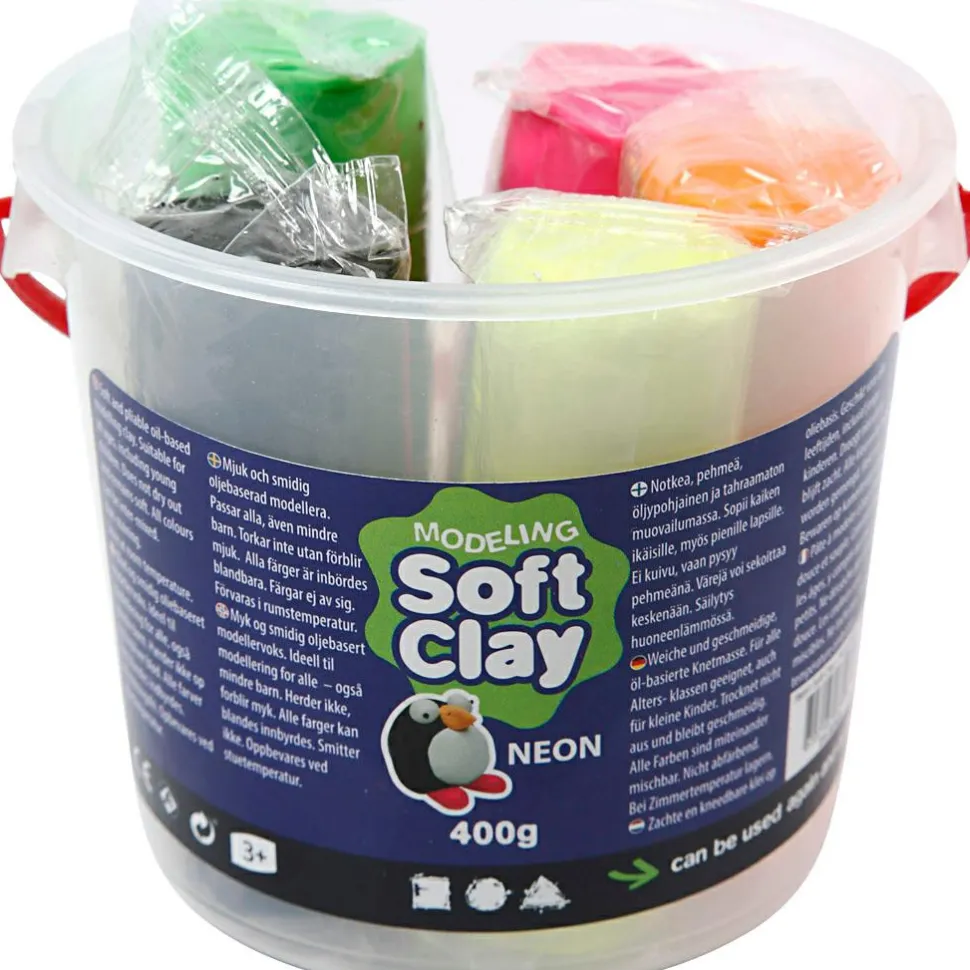 Modellervoks Soft Clay - Neonfarver, 400 gr.
