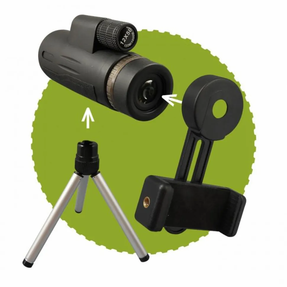 Monokulær kikkert 12x - Inkl. smartphone adapter