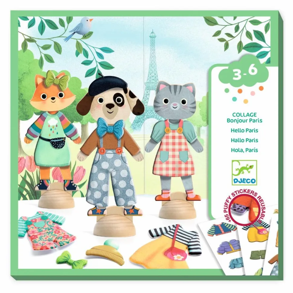 Påklædningsdukker m. stickers - Bonjour Paris