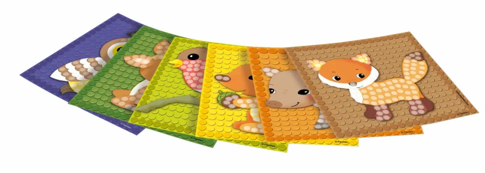 PlayMais Mosaik-kort - Dyr, 4 x 6 stk