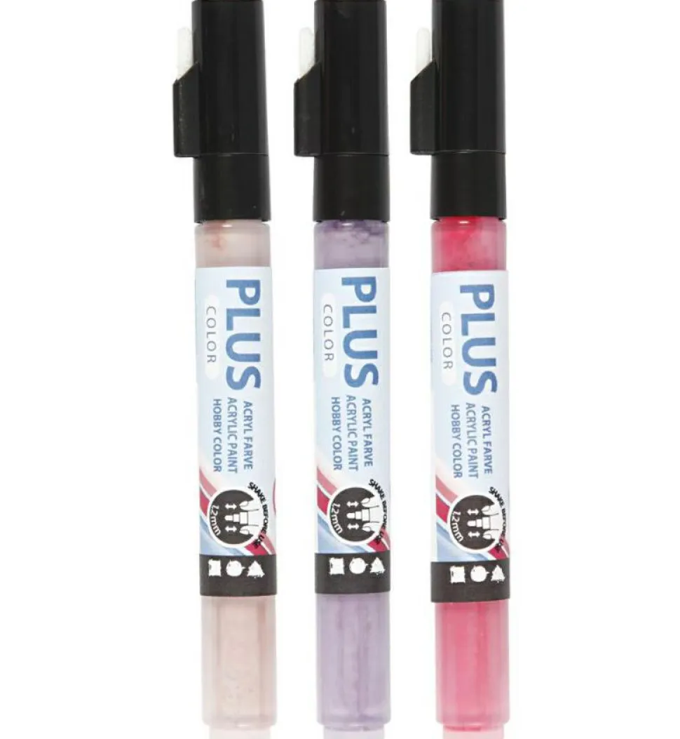 Plus Color tusser - Lyserød/Lilla/Rosa, 3 stk.