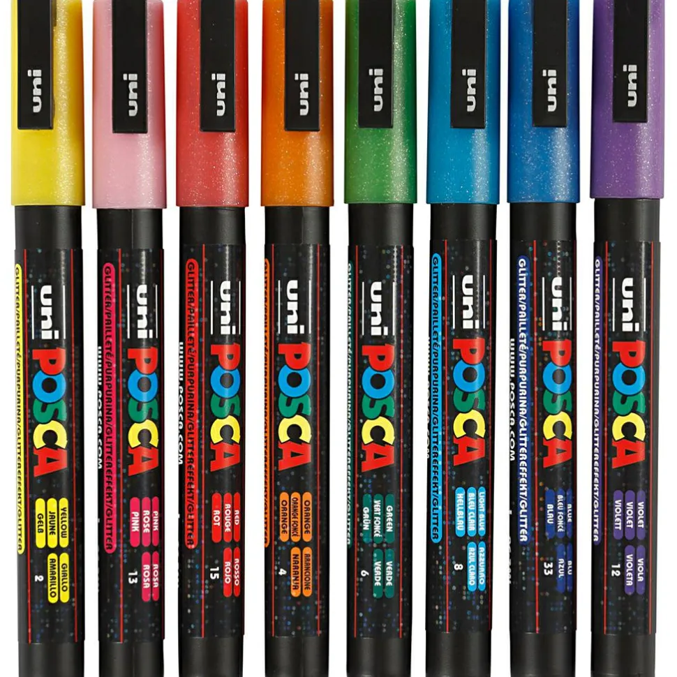 Posca tusser PC-3M - Glitter, 8 stk.
