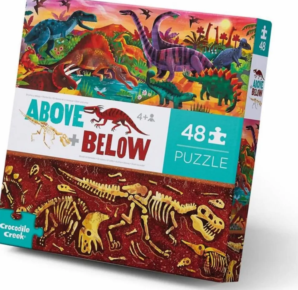 Puslespil m. 48 brk. - Over/Under - Dino World